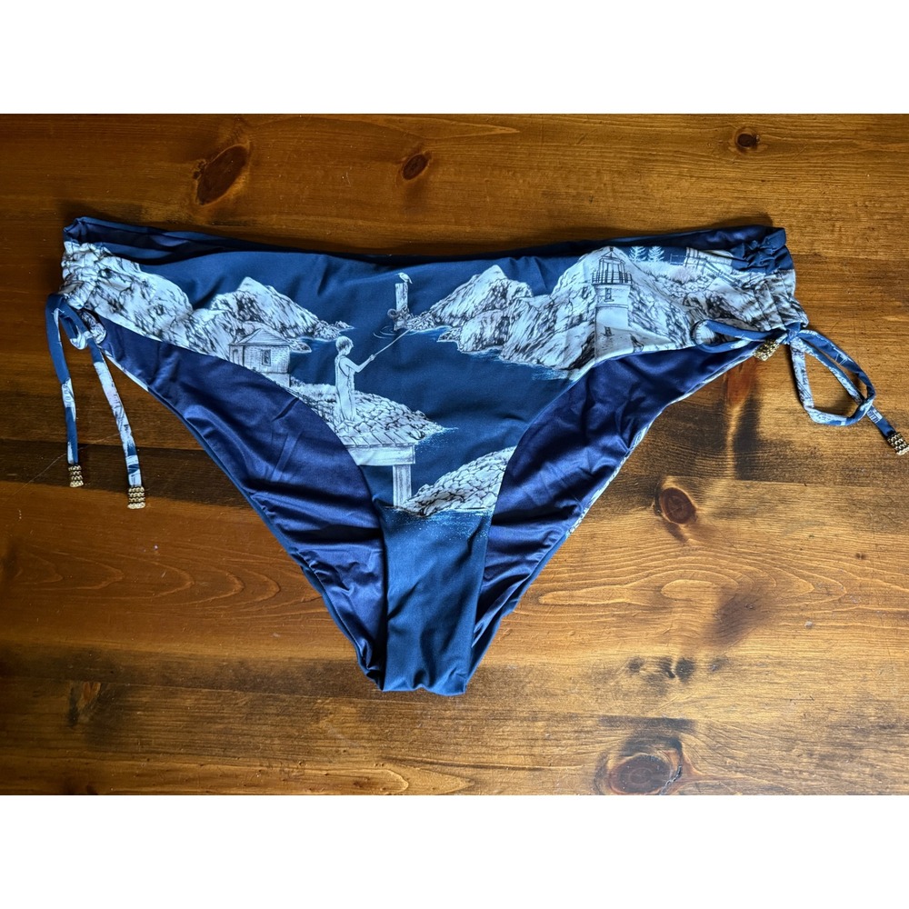 agua bendita eda proa lighthouse navy bikini bottom women size 3xl, xxx-large